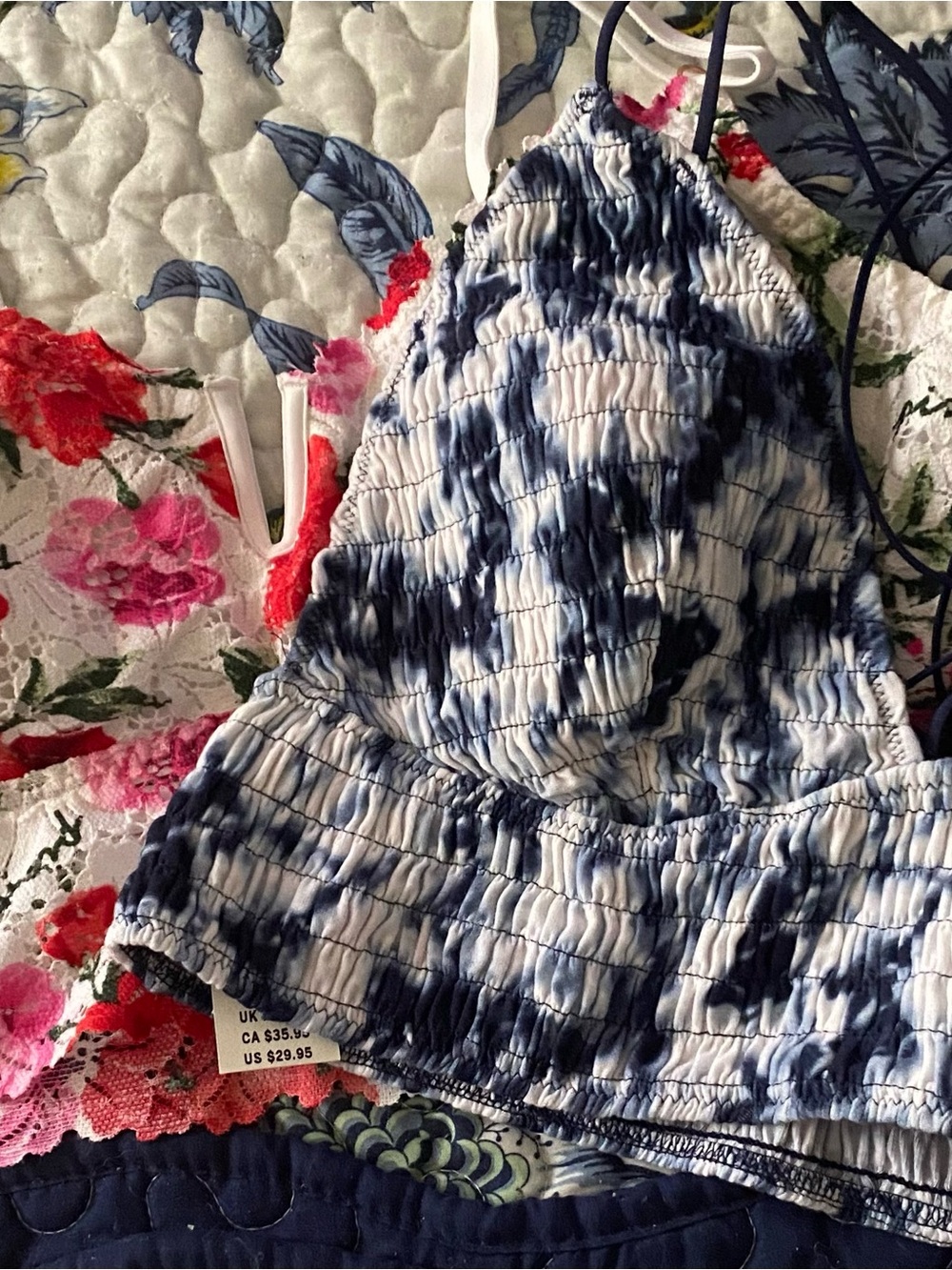 Pink Victoria’s Secret Women’s Bralette Set NWT Tie-Dye - Blue & White- Floral